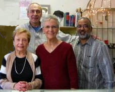 Back row Chris Afram, Manager; Front row: L-R Estelle Greene, Administrative Director; Ilene Wechter, Thrift Shop Co-Vice President and Salim Shaikh, employee.