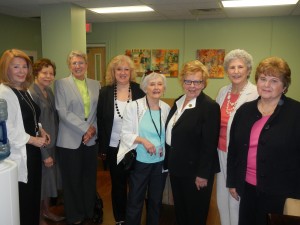 NCJW BCS volunteers and friends in Waiting Room L-R: Paula Plotkin, Phyllis Becker, Carole Benson, Elaine Myerson, Marcia Levy, Sen. Loretta Weinberg, Ann Levenstein, Elaine Pollack