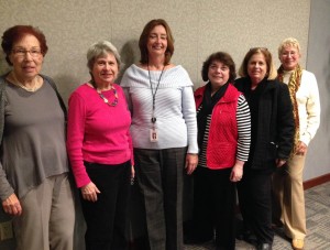 L-R: Joyce Kalman, Gloria Lieberstein, Speaker Linda Lohsen, Ruth Seitelman, Evelyn Masheb & Carole Benson