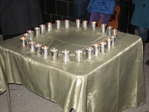 Candles in memory of the 20 children and 6 adults who died in Newtown, CT December 14, 2012.