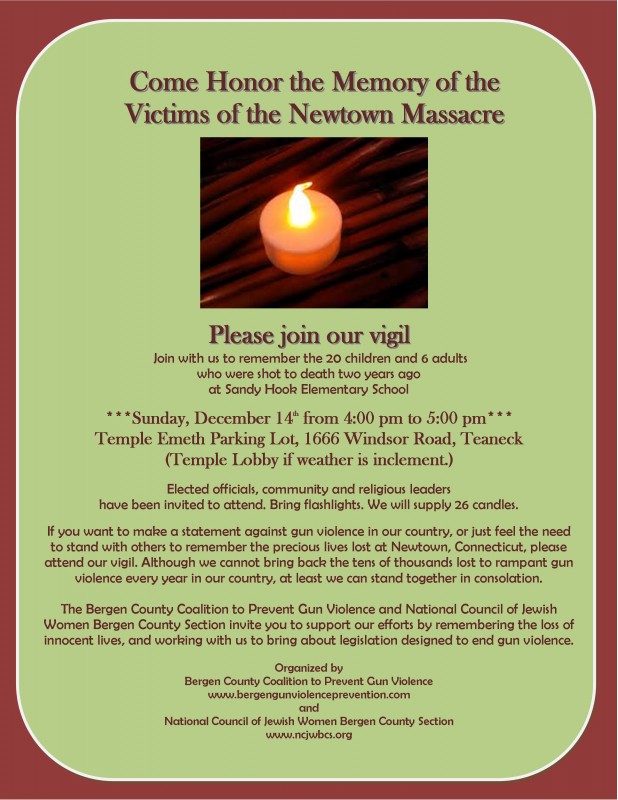 Teaneck Vigil December 14 web, eblast & flyer