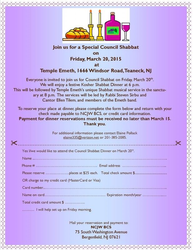 Council Shabbat Dinner Flyer rev. 2