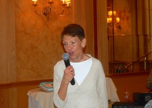 Priscilla speaks at Swim-In Luncheon