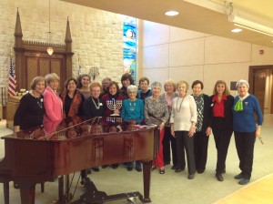 L-R: Marietta Kalin, Peggy Kabakow, Susan Laskin, Samantha, Evelyn Brownstein, Carol Silverman Kurtz, Phyllis Schriger, Elizabeth Halverstam, Marlene Furer, Ellen Ptalis, Sabina Sicklick, Carla Silver, Roberta Lew, Phyllis Becker, Marilyn Friedmann, & Gloria Lieberstein