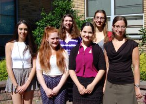 L-R: NCJW scholarship winners Justine Laufer, Lauren Gerlin, Leah Field, Inbar Tivon, Mikaela Rosen and Rachel Gleyzer. Not pictured: Danielle Mandelblatt. 